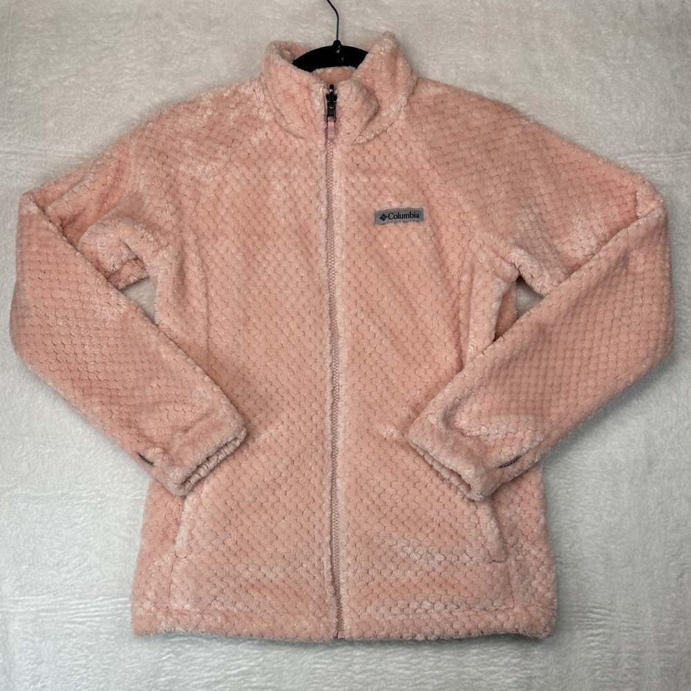 Columbia Interchange Fleece Jacket Girls Large 14/16 Pink Full Zip Textured